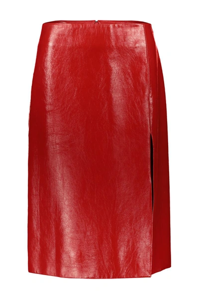 Shop Balenciaga Leather Skirt Clothing In Red
