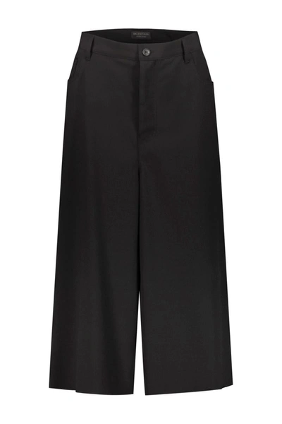 Shop Balenciaga Loose Shorts In Wool Clothing In Black