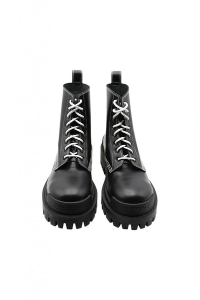 Shop Balenciaga Strike Lace-up Boots Shoes In Black