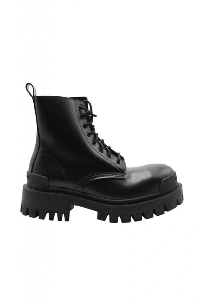 Shop Balenciaga Strike 20mm Lace-up Boot Shoes In Black