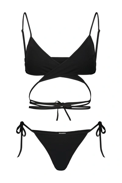 Shop Balenciaga Wrap Bikini Set Clothing In Black