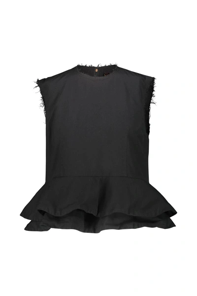 Shop Comme Des Garçons Sleeveless Top With Flounce Clothing In Black