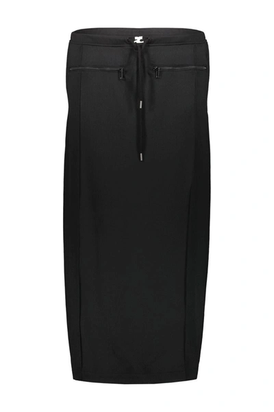 Shop Courrèges Long Skirt Tracksuit Clothing In Black
