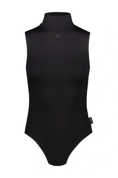 Shop Courrèges Mockneck Techno Jersey Body Clothing In Black