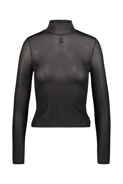 Shop Courrèges Mockneck Second Skin Top Clothing In Black