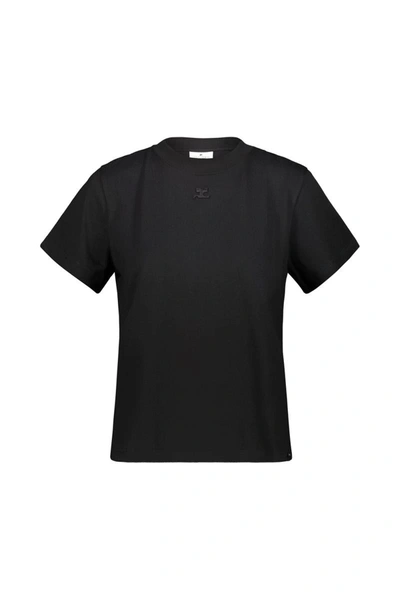 Shop Courrèges Straight Dry Jersey T-shirt Clothing In Black