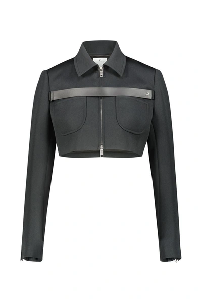 Shop Courrèges Twill Strap Crop Jacket Clothing In Black