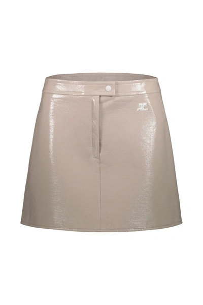 Shop Courrèges Vinyl Reedition Mini Skirt Clothing In Grey