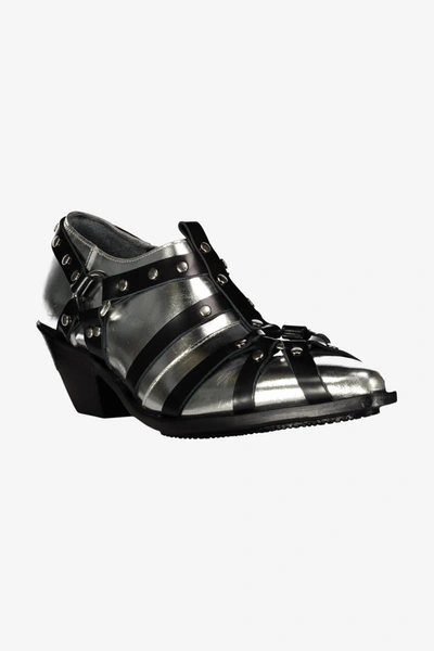 Shop Junya Watanabe Ankle Boots With Stud Shoes In Grey