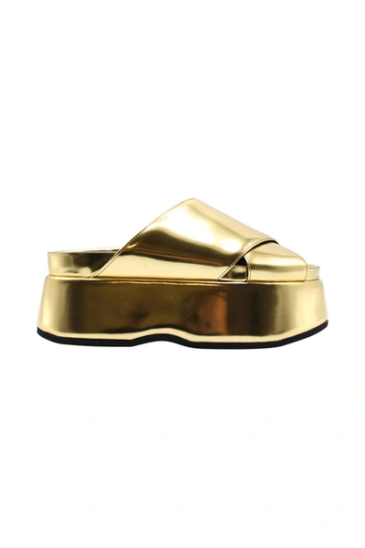 Junya Watanabe Platform Sandal Shoes In Gold