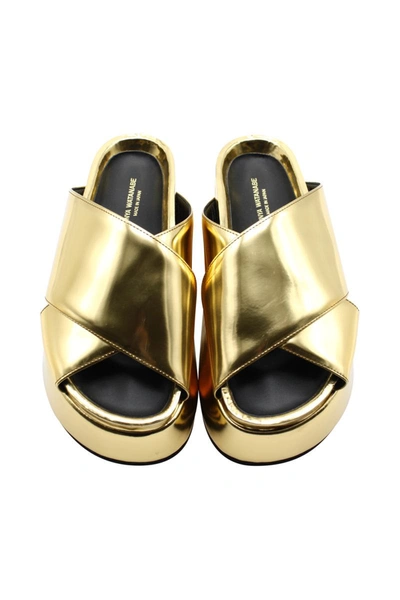 Junya Watanabe Platform Sandal Shoes In Gold