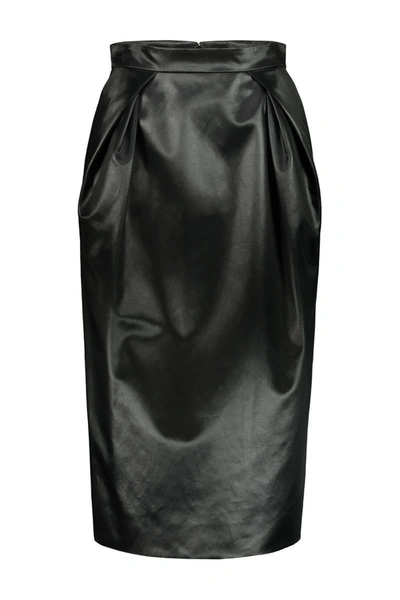Shop Maison Margiela Midi Skirt In Shiny Cotton Clothing In Black