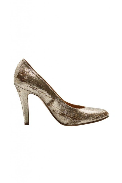 Shop Maison Margiela Pump With Destroyed Effect Gold Lurex Fabric Shoes In Grey