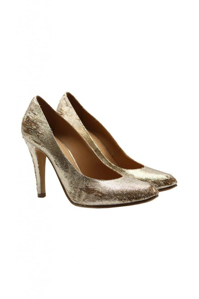 Maison Margiela Pump With Destroyed Effect Gold Lurex Fabric In Grey
