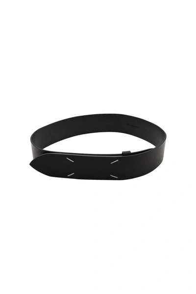 Shop Maison Margiela Signature Stich Belt Accessories In Black