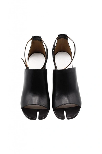 Shop Maison Margiela Tabi Leather Sandals Shoes In Black