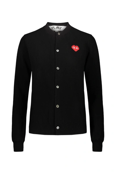 Play Comme Des Garcons P1n079 Ladies Knit Cardigan Black In Black