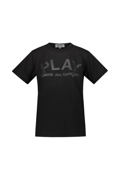 Shop Play Comme Des Garcons Comme Des Garçons Play Black Short Sleeve T-shirt With Black Printed Logo On The Front And Back Clot