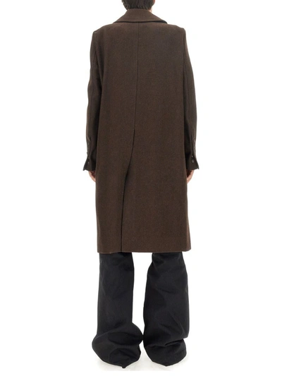 Shop Rick Owens Double-breasted Coat In Brown