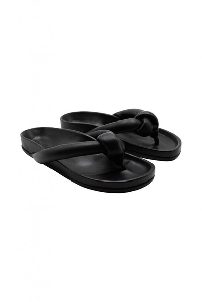 Shop Rick Owens Fogachine Knotted Slip On Strap Sandal Shoes In Black