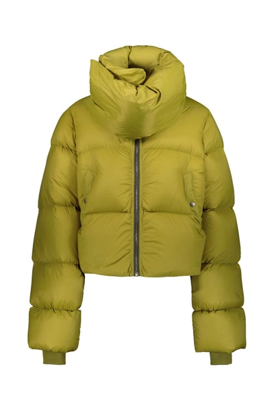 Shop Rick Owens Funnel Neck Down Jacket Clothing In Green