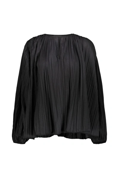 Shop Rochas Baloon Sleevespleated Blouse Clothing In Black