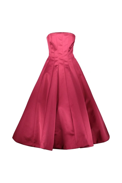 Shop Rochas Bustier Midi Dress In Duchesse Clothing In Pink & Purple