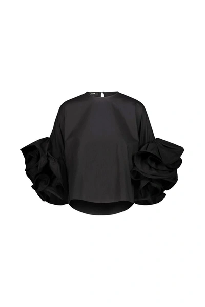 Shop Rochas Ruffled Sleeves Top Clothing In Black