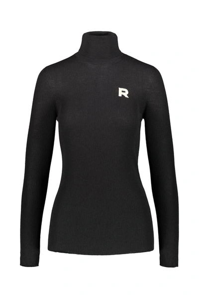 Shop Rochas Turtle Neck In Ribbed Fine Wool Clothing In Black