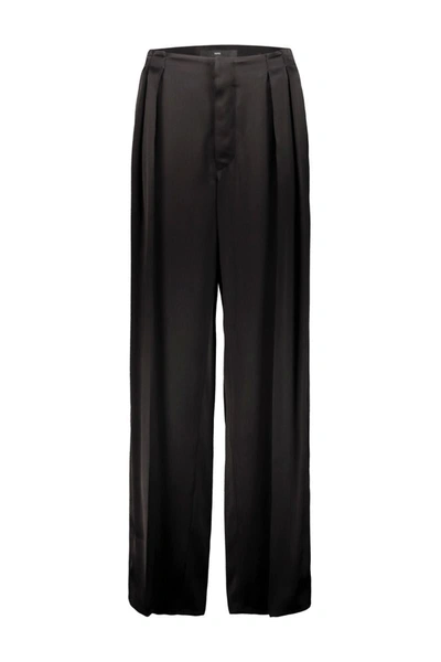 Shop Sapio Pant With Pleats In Double Viscose Satin Clothing In Black