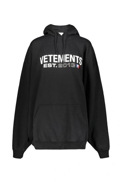 Shop Vetements Flag Logo Hoodie Clothing In Black