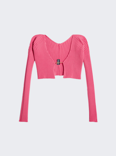 Shop Jacquemus La Maille Pralu Cardigan In Neon Pink