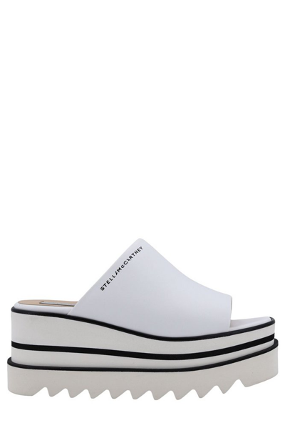 Shop Stella Mccartney Logo Printed Platform Sandals In White