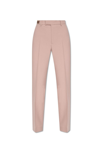 Shop Gucci Horsebit Label Trousers In Pink