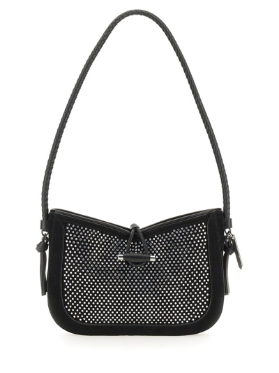 Shop Isabel Marant Logo Embossed Embellished Shoulder Bag In Black