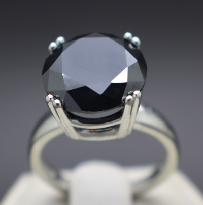 Pre-owned Black Diamond 8.65cts 12.81mm Real  Treated Engagement Ring $6355 Retail Value . In Fancy Black