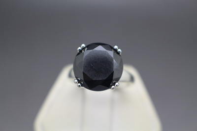 Pre-owned Black Diamond 8.65cts 12.81mm Real  Treated Engagement Ring $6355 Retail Value . In Fancy Black