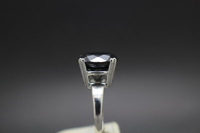 Pre-owned Black Diamond 8.65cts 12.81mm Real  Treated Engagement Ring $6355 Retail Value . In Fancy Black