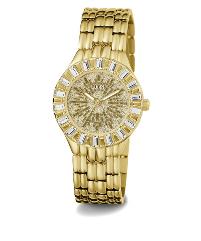 Pre-owned Guess Ladies Watch Wristwatch Firework Gw0602l2 Stainless Steel Gold