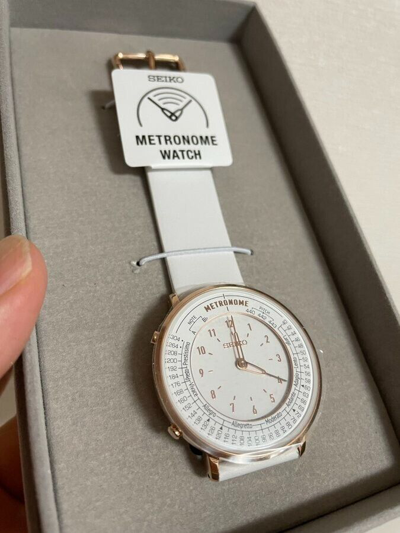 Pre-owned Seiko Metronome Watch Standard Line Color White Smw002a Wristwatch Leather Belt