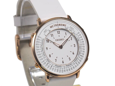 Pre-owned Seiko Metronome Watch Standard Line Color White Smw002a Wristwatch Leather Belt