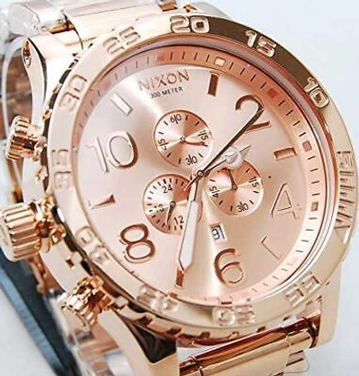 Pre-owned Nixon Watch The 42-20 Chrono A037-897 Pink Gold All Rose Gold Chronograph