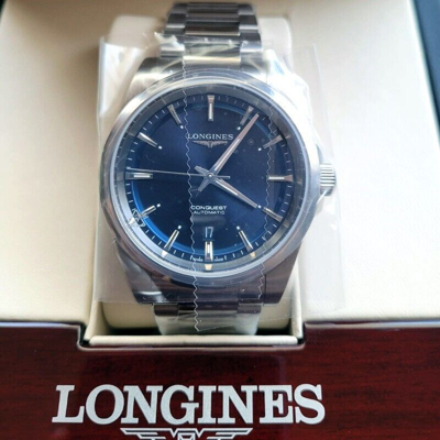 Pre-owned Longines Conquest 2023 41mm Blue Dial Steel Men's Watch L38304926