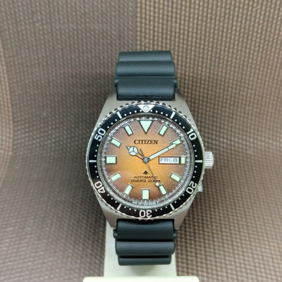 Pre-owned Citizen Promaster Marine Ny0120-01z Orange Analog Rubber Automatic Men's Watch
