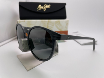 Pre-owned Maui Jim Kiawe Mj 809-11d Grey Woodgrain Stripe W/ Grey Polarized Sunglasses In Neutral Grey Polarized