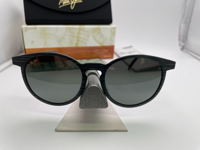 Pre-owned Maui Jim Kiawe Mj 809-11d Grey Woodgrain Stripe W/ Grey Polarized Sunglasses In Neutral Grey Polarized