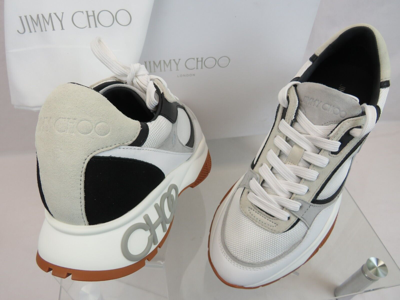 Pre-owned Jimmy Choo Landon Gray Suede White Black Leather Platform Sneakers 42 9