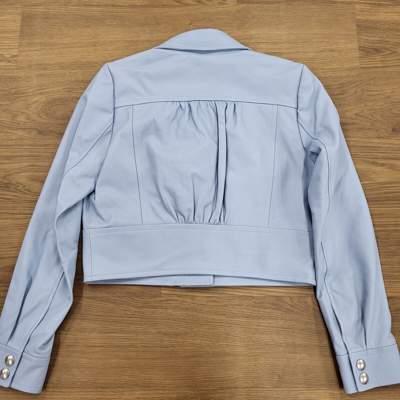 Pre-owned Frame Zip Up Moto Jacket In Mediterranean Blue Size: S