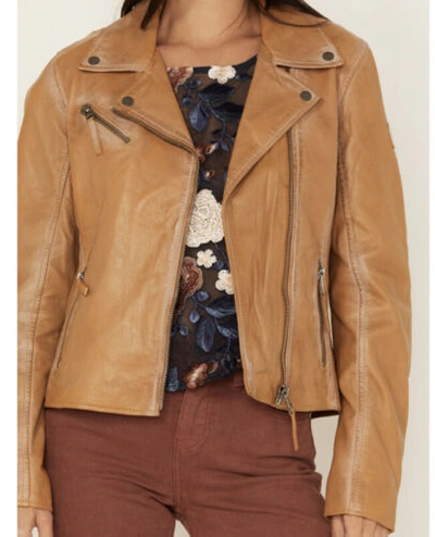 Pre-owned Free People Christy Moto Jacket By Mauritius Size 12 $350 In Brown
