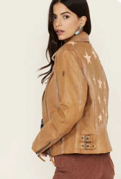 Pre-owned Free People Christy Moto Jacket By Mauritius Size 12 $350 In Brown
